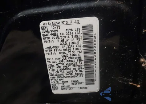 2014 Nissan Rogue Select S z USA, uszkodzony, nr VIN JN8AS5MV4EW200129